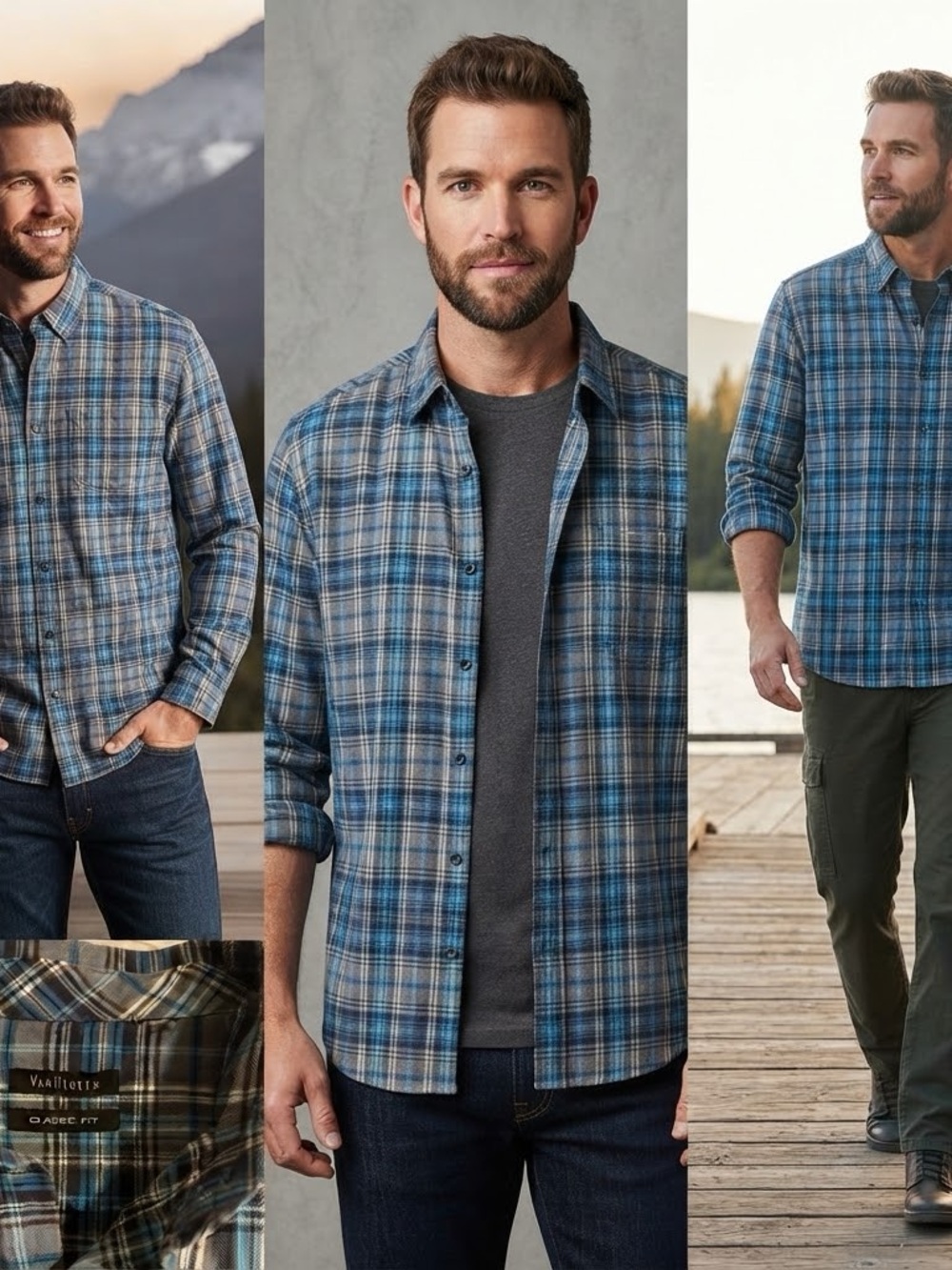 Van Heusen Blue Plaid Button-Down Shirt
